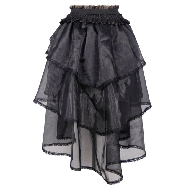 Burlesque- / Gothic- lace mini skirt Meera with train - size: L
