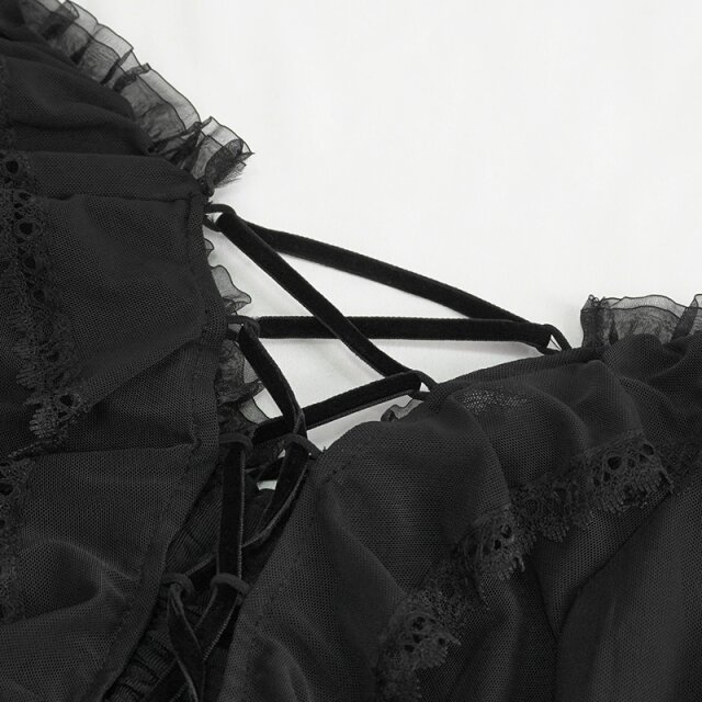 Elegantes, semi-transparentes Mesh Shirt Tempt Me Tonight mit Rüschen