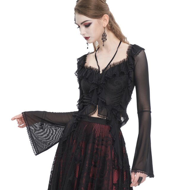 Elegantes, semi-transparentes Mesh Shirt Tempt Me Tonight mit Rüschen