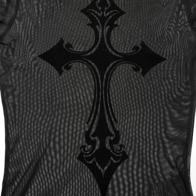 PUNK RAVE mesh shirt with large cross